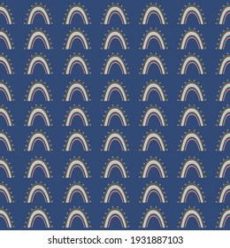 Seamless childish pattern with hand drawn rainbows. Creative scandinavian kids texture for fabric, wrapping, textile, wallpaper, apparel. Vector illustration