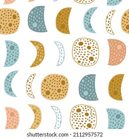 Seamless childish pattern with hand drawn moon phases. Creative kids texture for fabric, wrapping, textile, wallpaper, apparel. Vector illustration