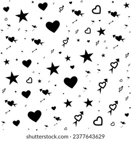 Seamless childish pattern with hand drawn hearts.Groovy Hearts Seamless Pattern.Seamless pink background for Mother's Day card template. cute seamless background pattern with hearts.love,sweet moments