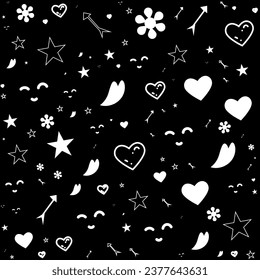 Seamless childish pattern with hand drawn hearts.Groovy Hearts Seamless Pattern.Seamless pink background for Mother's Day card template. cute seamless background pattern with hearts.love,sweet moments