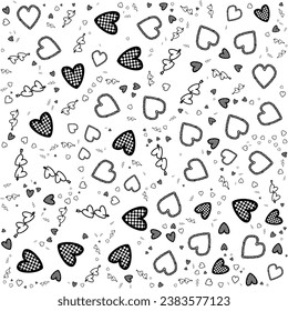 Seamless childish pattern with hand drawn hearts.Groovy Hearts Seamless Pattern.Seamless pink background for Mother's Day card template. cute seamless background pattern with hearts.love,sweet