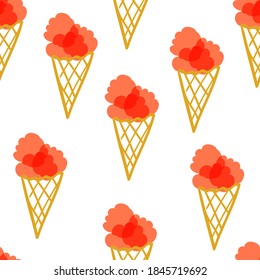 seamless childish pattern with hand-drawn ice cream vector illustration. Good for kids theme, paper, card, fabric, textile, stationary, wallpaper.