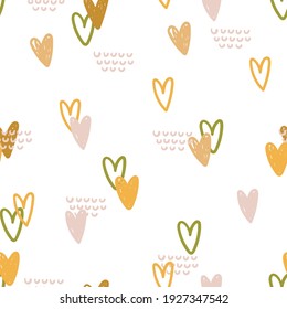 Seamless childish pattern with  hearts. Seamless pattern for fabric, paper, wrapping and other