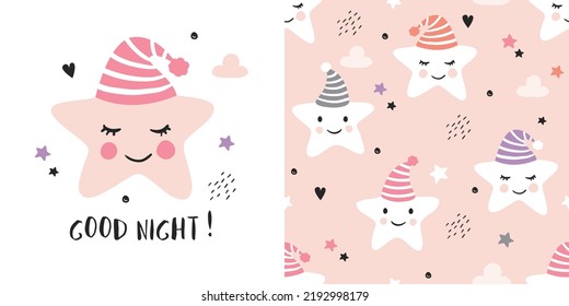 Seamless childish pattern with little stars. Cute vector texture for kids bedding, fabric, wallpaper, wrapping paper, textile, t-shirt print