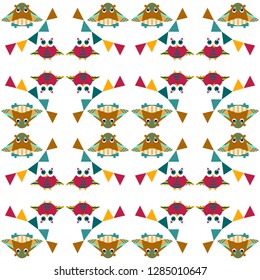 seamless childish pattern. Owls on a white background. Vector. Abstraction