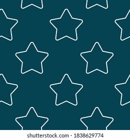 
Seamless childish pattern with stars on a dark green background. Creative Scandinavian baby texture for fabric, wrapping, textile, wallpaper, apparel. Vector illustration