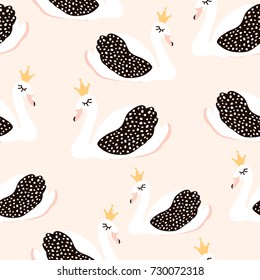 Patrón infantil impecable con princesa cisne. Antecedentes de crianza creativa. Perfecto para niños diseño, tela, envoltura, papel pintado, textiles, prendas de vestir