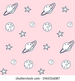 Seamless childish pattern. Trendy space texture for fabric, apparel, textile, wallpaper. Vector illustration