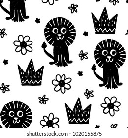 Seamless childish pattern. Vector kids background with hand drawn elements. Design for prints, shirts and posters.