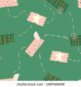 Seamless childish pattern with washi tape. Creative nursery texture. Perfect for kids design, fabric, wrapping, wallpaper, textile, apparel