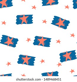 Seamless childish pattern with washi tape. Creative nursery texture. Perfect for kids design, fabric, wrapping, wallpaper, textile, apparel