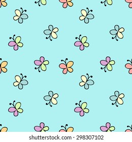 seamless childlike pattern. vector illustration in blue