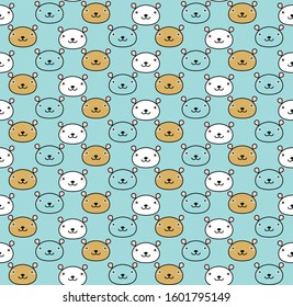 Seamless children animals print. Vector cute baby animal background. Doodle hand drawn rabbit, hare, pig, cat, mouse, rat pattern.