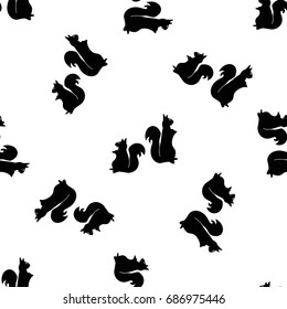 Seamless children background with two squirrels. Seamless pattern with cute cartoon squirrels on  white background. Children's seamless pattern of squirrels. Vector children pattern of squirrels.