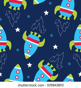 seamless children cartoon space pattern vector illustration