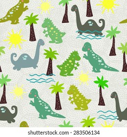 Patrón de niños sin problemas con dinosaurios