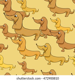 Seamless children pattern, small fees on a yellow background. Vector illustration