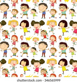 Seamless children playing and doing activities illustration