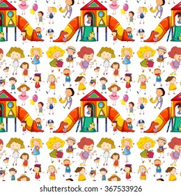 Seamless children playing and having fun illustration