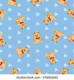 Seamless children wallpaper with teddy bears.Vector ilusnration.