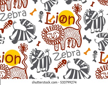 Seamless children's background with African animals