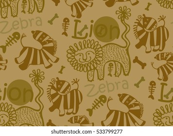 Seamless children's background with African animals