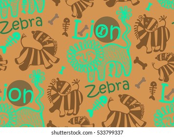 Seamless children's background with African animals