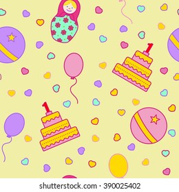 Seamless children's background. Seamless vector illustration. Cute seamless pattern with elements for design, packaging, printing, textile, design websites, flyers and advertising leaflets