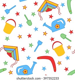 Seamless children's background. Seamless vector illustration. Cute seamless pattern with elements for design, packaging, printing, textile, design websites, flyers and advertising leaflets