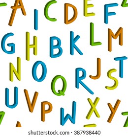 Seamless childrens bright alphabet pattern. Vector background.