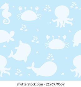Seamless children's pattern animal style silhouette. Vector illustration