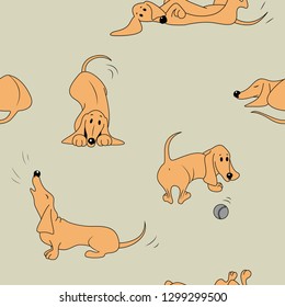 seamless childrens pattern with brown dogs