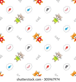 Seamless children's pattern with cats. Vector illustration