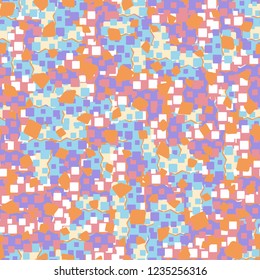 Seamless children's pattern created on the basis of rounded squares with additional grain in the foreground.