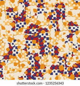 Seamless children's pattern created on the basis of rounded squares with additional grain in the foreground.