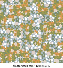 Seamless children's pattern created on the basis of rounded squares with additional grain in the foreground.