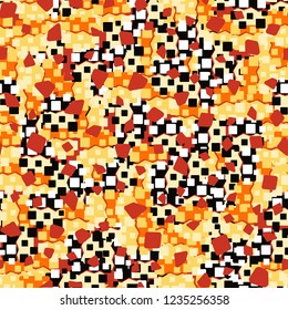 Seamless children's pattern created on the basis of rounded squares with additional grain in the foreground.