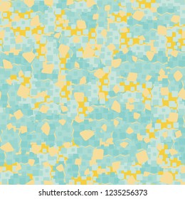 Seamless children's pattern created on the basis of rounded squares with additional grain in the foreground.