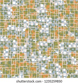 Seamless children's pattern created on the basis of rounded squares and with a fine-meshed grid.