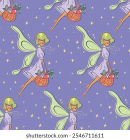 Seamless children's pattern. Fairy. Beautiful children's wallpaper. Pattern for textiles, wallpapers and other.