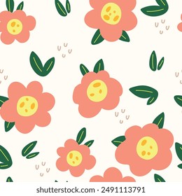 Seamless children's pattern with magical flowers. Creative children's urban texture for fabric, packaging, textiles, wallpaper, clothing. Seamless background with creative decorative flowers.