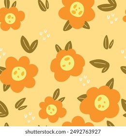 Seamless children's pattern with magical flowers. Creative children's urban texture for fabric, packaging, textiles, wallpaper, clothing. Seamless background with creative decorative flowers.
