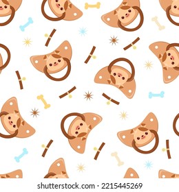 Seamless children's pattern on a white background. A dummy with a dog. Pacifier for children