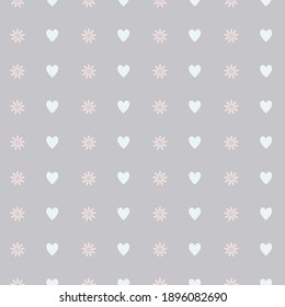 Seamless children's pattern, in soft colors ,with pictures of flowers and hearts