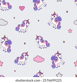 seamless children's pattern with unicorns