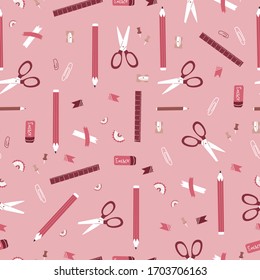 Seamless children's school design Creative Scandinavian children's textures for fabrics, wraps, textiles, wallpaper, clothing. Vector illustration