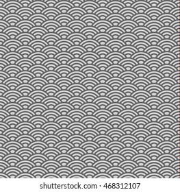 Seamless china traditional background with waves in grey coloring