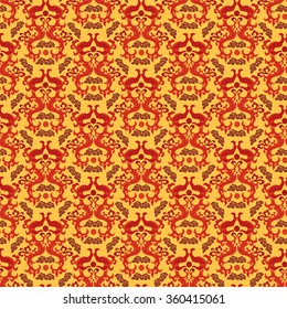 Seamless Chinese asian dragon style seamless pattern background. Traditional vector ornament