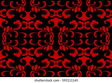 Seamless Chinese Background Botanic Curve Spiral Cross Leaf