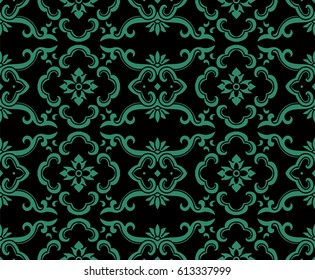 Seamless Chinese Background Botanic Curve Frame Flower
